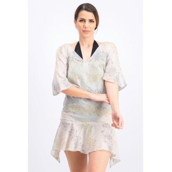 NWT Vix by Paula Hermanny Angel Print Caftan Swimsuit Coverup Sz. M - Picture 1 of 3